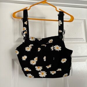 Black Floral Crop Top